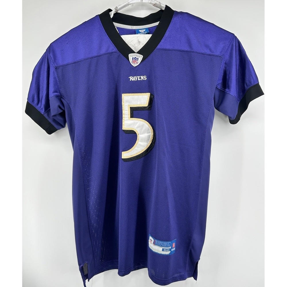 Reebok On Field Baltimore Ravens NFL Joe‎ Flacco #5 Jersey Purple Size 50